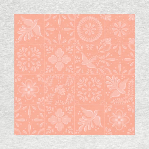 Mexican Peach Color Talavera Tile Pattern by Akbaly by Akbaly